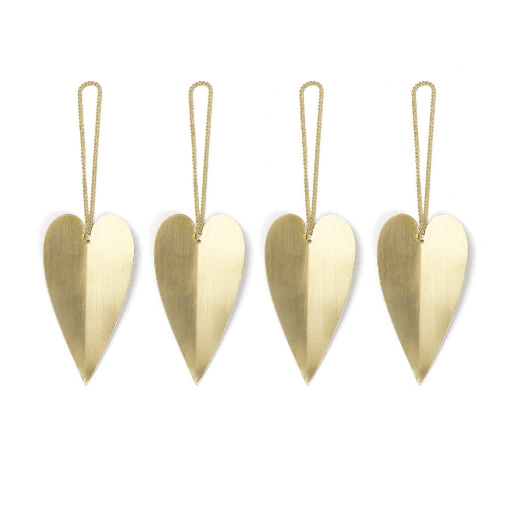 Ornamento Deco Frames Ferm Living 3 Ornamento de latão Heart Brass - conj. 4 - Ferm Living