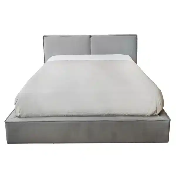 Cama estofada - Fox - Casas Com Design 1 Cama personalizada Casas Com Design 1300 fabric Fox Light Grey c estrado elevatório