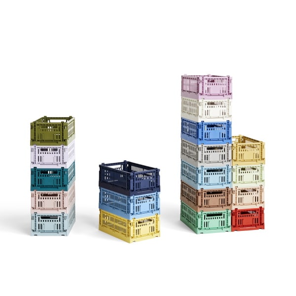 Caixa de arrumação Colour Crate M Light Grey 3 HAY Colour Crate