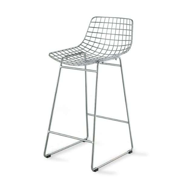 HK Living - Banco Alto em Aço Cromado 1 WIRE BAR STOOL HK LIVING