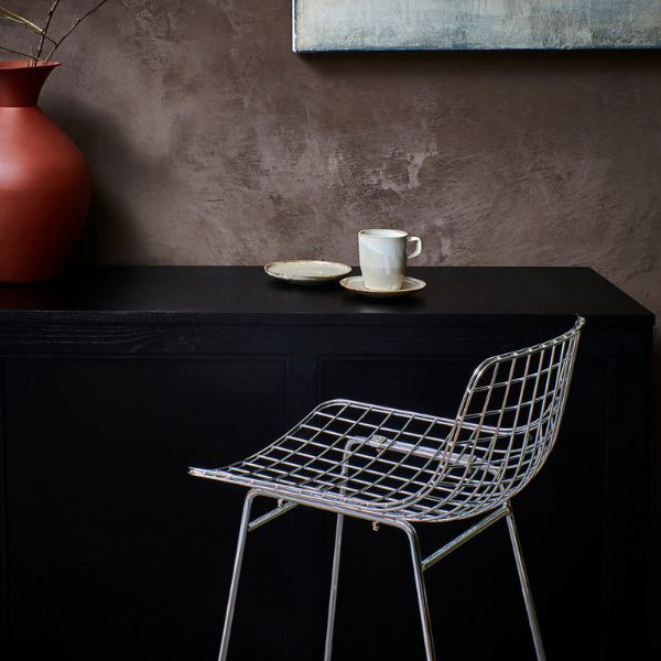 HK Living - Banco Alto em Aço Cromado 3 WIRE BAR STOOL HK