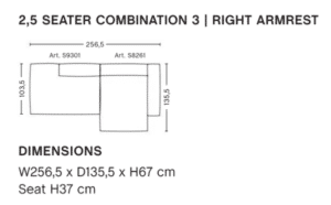 AA25-01CF-A06_MAGS SOFT 2,5 SEATER COMB 3 RIGHT HALLINGDAL 116_LIGHT GREY STITCHING