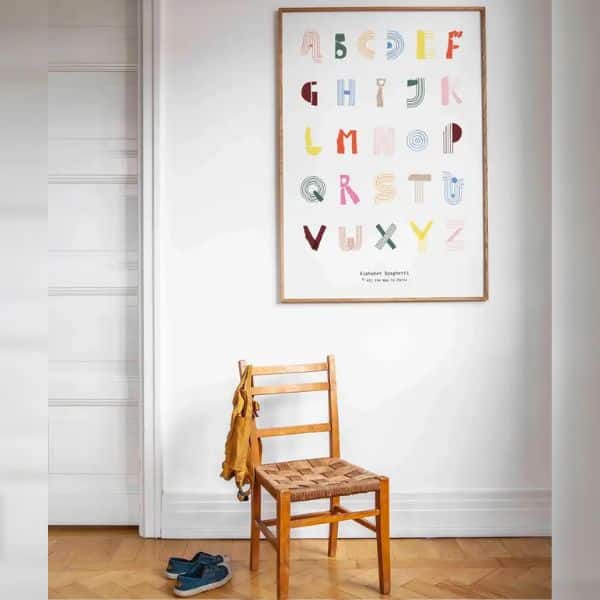 Paper Collective – Quadro Infantil - Alphabet Spaghetti 2 Paper Collective - Quadro Infantil - An Elephant dark oak frame