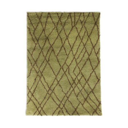 HKliving - Tapete de lã - Olive Zigzag 180x200