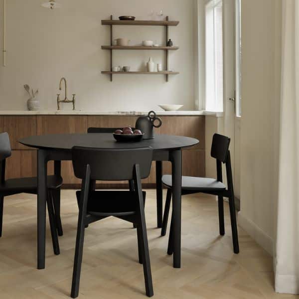Ethnicraft - Mesa Redonda Extensível - Bok Oak Black 5 Ethnicraft Mesa Redonda Extensível Bok Oak Black (5)