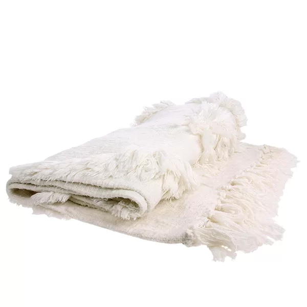 HKliving - Manta - White Fringe Throw 1 HKliving - Manta - White Fringe Throw