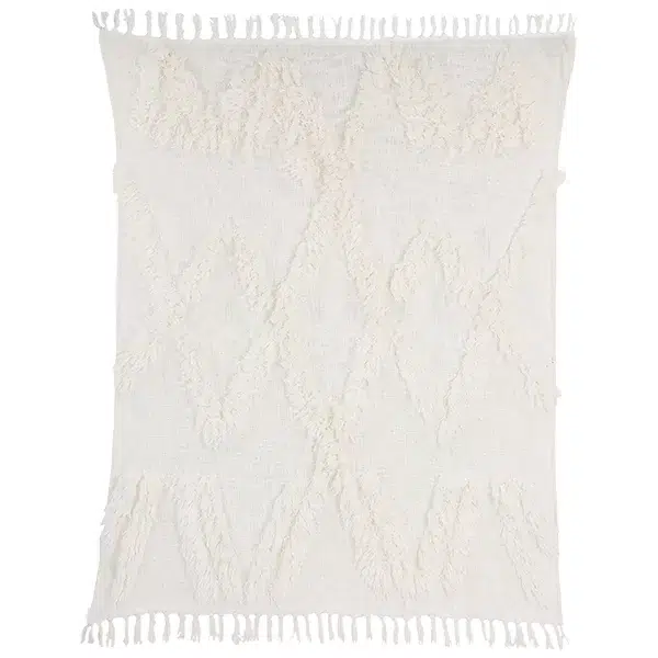 HKliving - Manta - White Fringe Throw 2 HKliving - Manta - White Fringe Throw